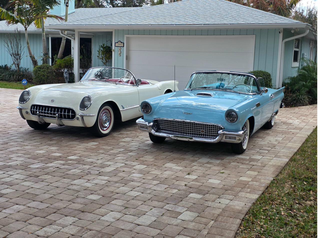 Classic Mustang convertible in Tim's Automotive garage bay